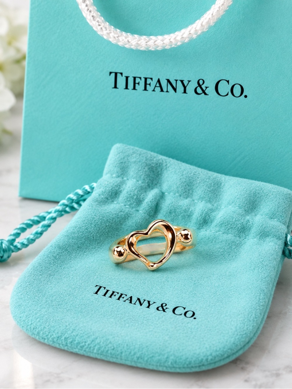 Tiffany & Co. Elsa Peretti Open Heart Ring 18K Rose Gold - Size 7.5